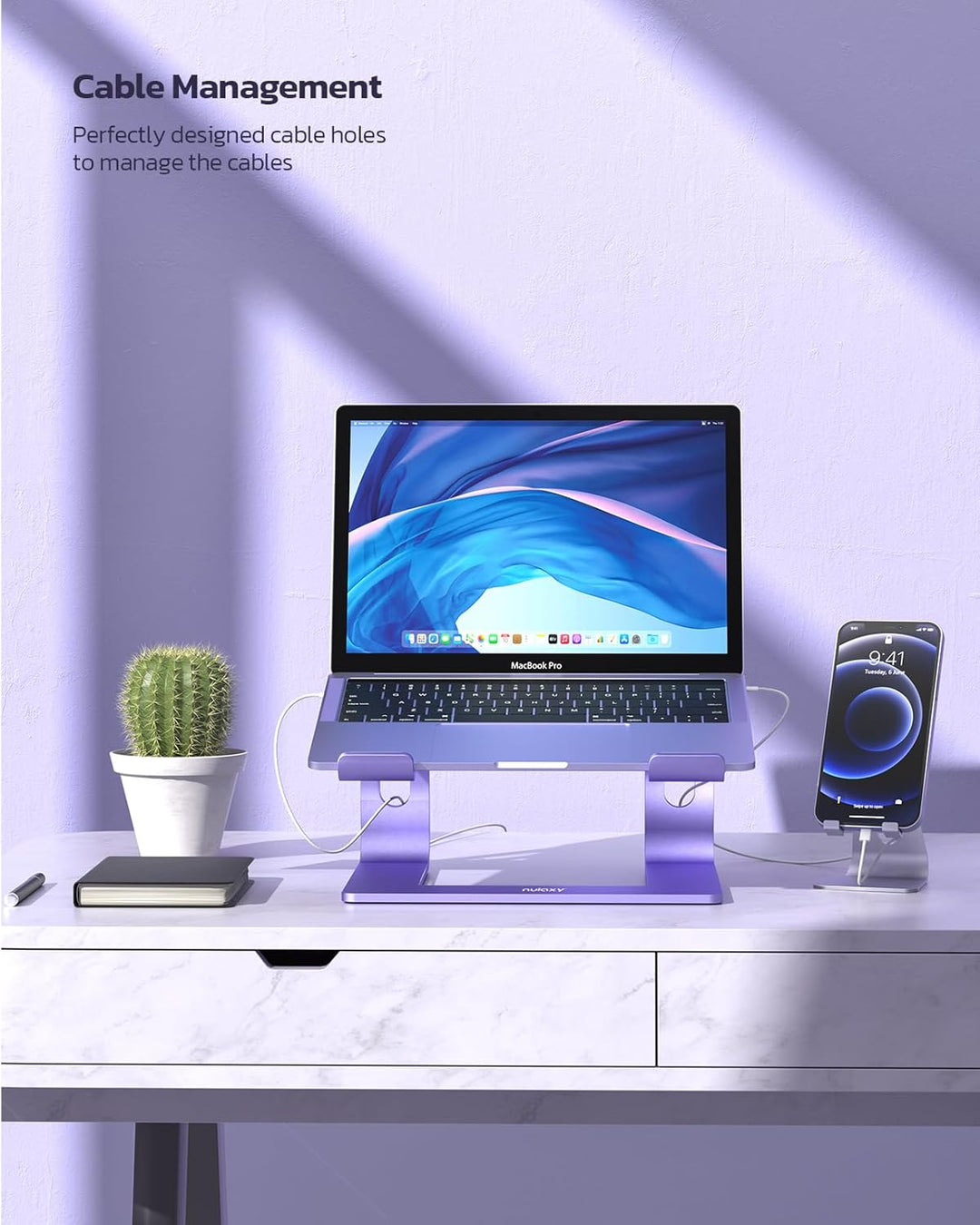 Nulaxy ergonomischer Laptop-Ständer aus Aluminium, abnehmbare Erhöhung für Laptops mit Einer Grösse