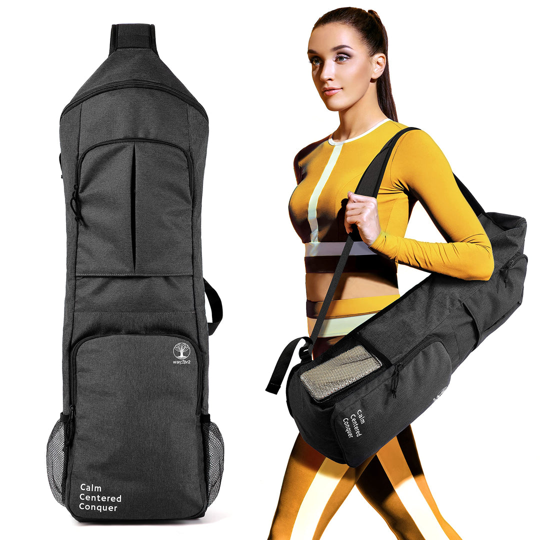 Yogamatten-Halterung, Yoga-Rucksack, passend für 1,27 cm Dicke Matte, grosse Taschen und Wasserflasc