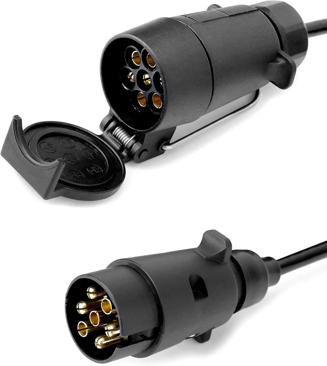 QWORK® 3 Meter 7 Pin Trailer Light Board Verlängerungskabel Spiralkabel mit Stecker auf Buchse Schle