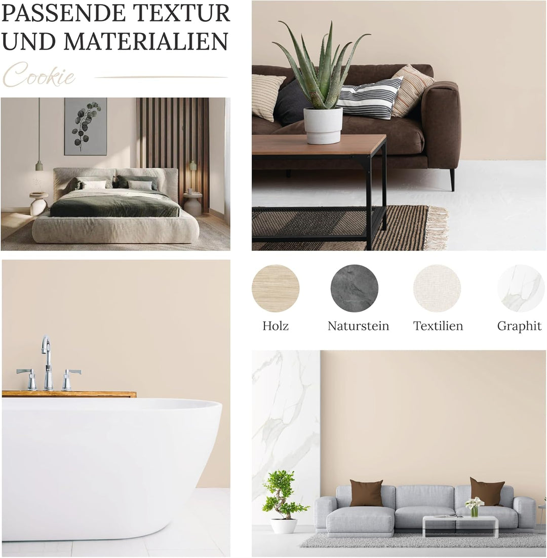 Preismaxx Profiweiss Wandfarbe beige 2,5L, hohe Deckkraft, Dispersionsfarbe innen, Innenwandfarbe Ra