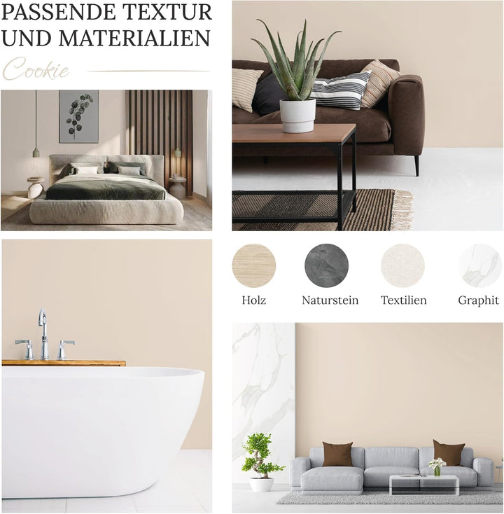 Preismaxx Profiweiss Wandfarbe beige 2,5L, hohe Deckkraft, Dispersionsfarbe innen, Innenwandfarbe Ra