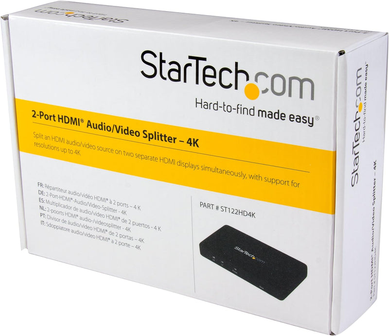 StarTech.com 2 Port HDMI 4k Video Splitter - 1x2 HDMI Verteiler mit Aluminiumgehäuse - 4k @ 30 Hz -