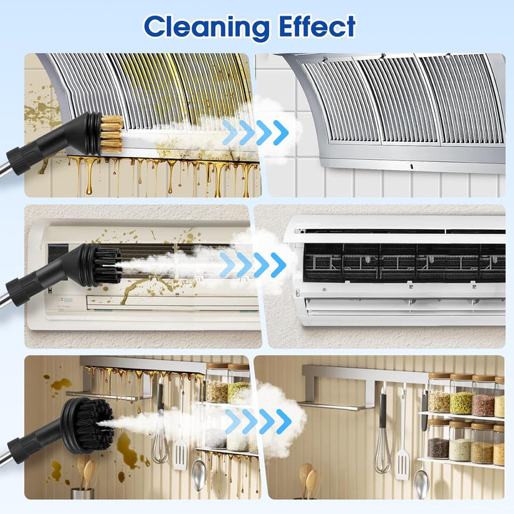 Tragbarer Dampfreiniger 2500 W, 1100 ml Hochdruck-Dampfreiniger mit 3 Bürstenköpfen, Multifunktional