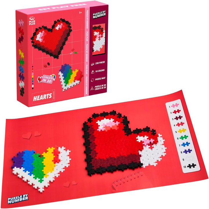Plus-Plus 9603911 Geniales Konstruktionsspielzeug, Puzzle Herz, Kreativ-Bausteine, 250 Teile, Mehrfa