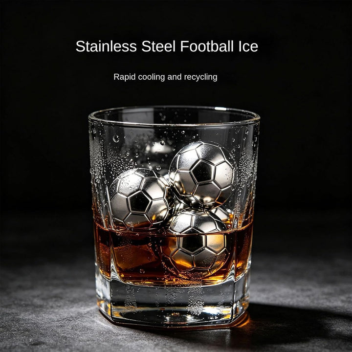 Metall-Eiswürfel Wiedergefrierbare Metall-Fussball-Kühlsteine 4 Stück | Eiswürfelsteine Aus Stahl Fü