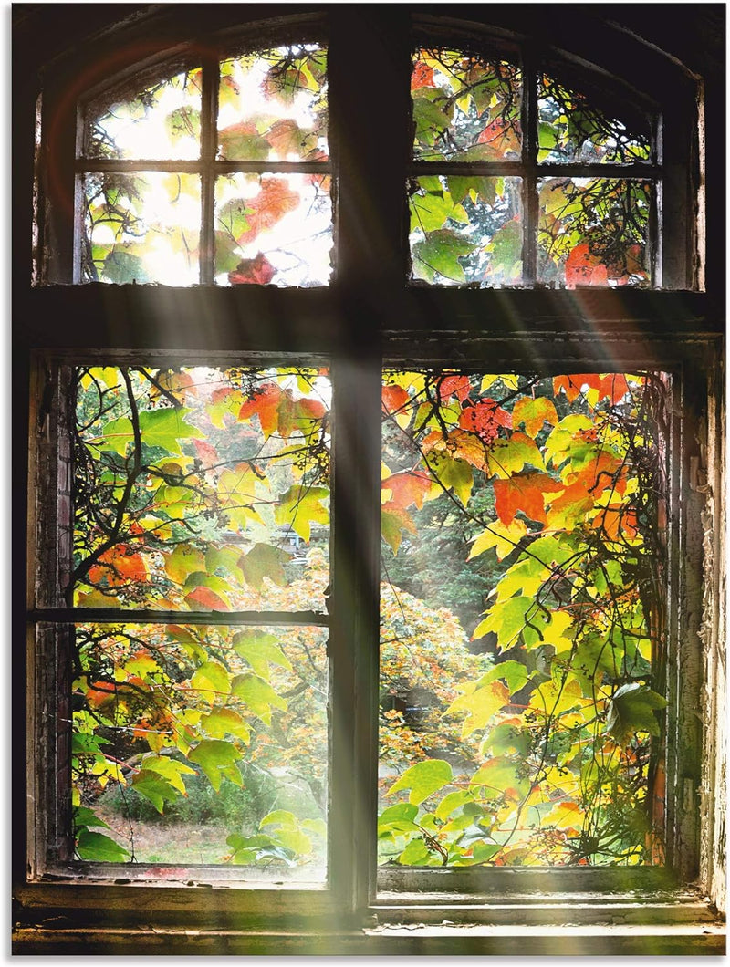 ARTland Wandbild Alu Verbundplatte für Innen & Outdoor Bild 45x60 cm Fensterblick Fenster Herbst Nat