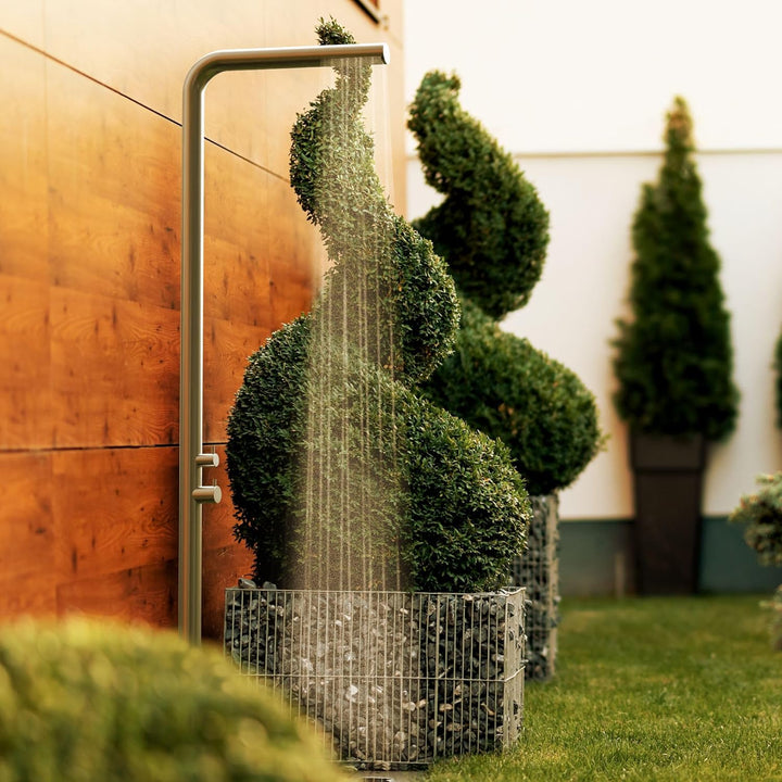 Four & More Designer Gartendusche/Aussendusche/Pooldusche/Regendusche/Duschsäule/Dusche aus gebürste