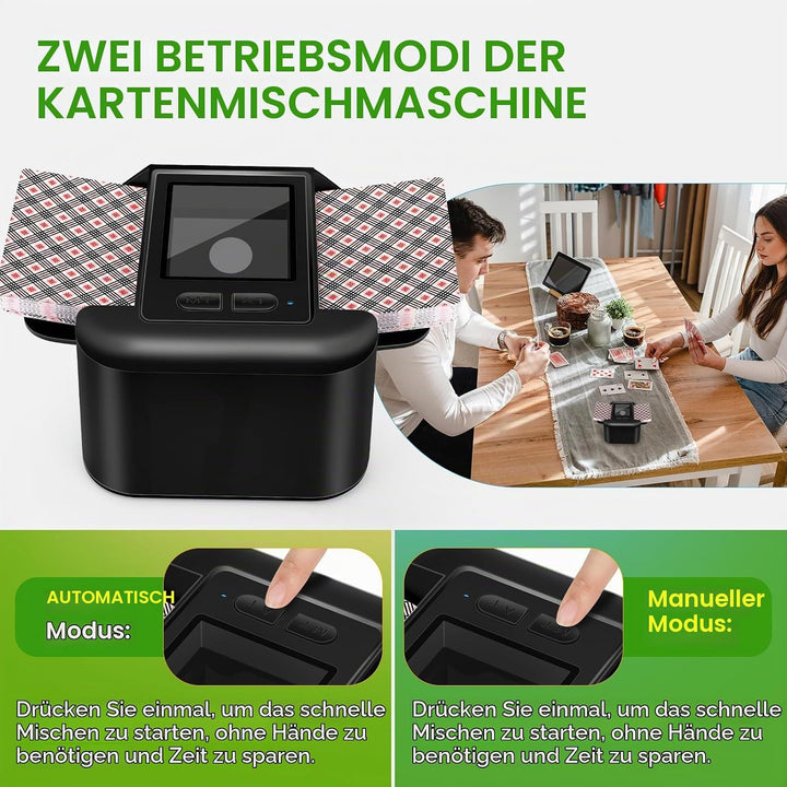 Aufladbarer Kartenmischer für 1–2 Decks,Geräuscharm Wiederaufladbarer Kartenmischer Tragbarer Elektr