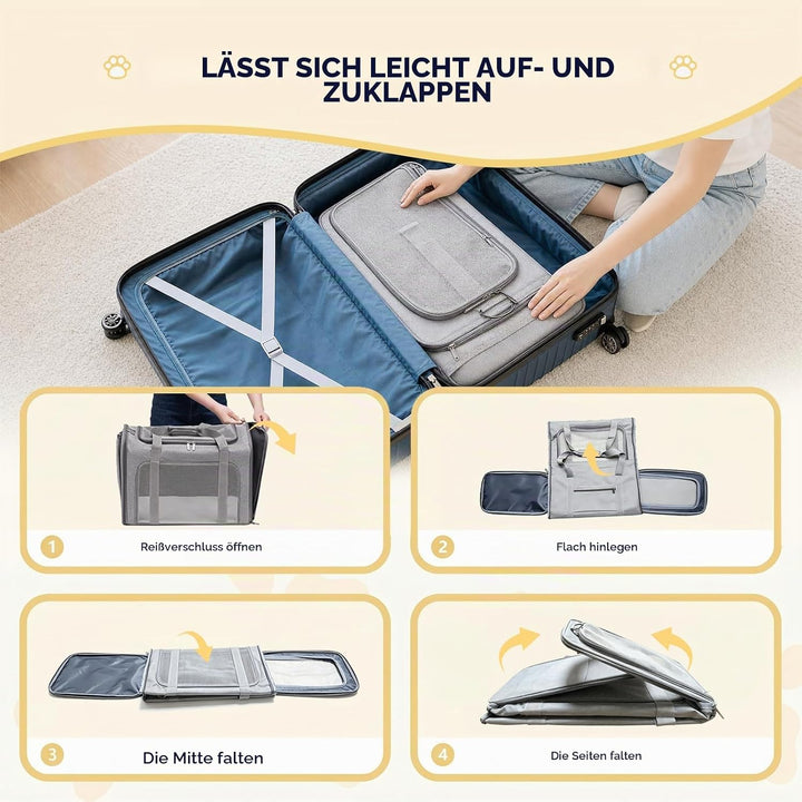 Hundetasche Flugzeug 55x40x23 Eurowings Lufthansa，Faltbare leichte Tragetasche mit Netzstoff Flugtas