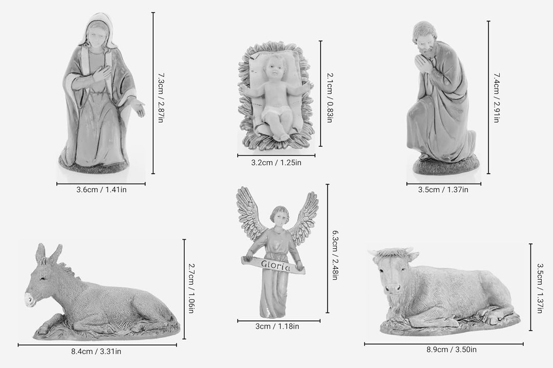 Moranduzzo Krippenszene mit 6 Figuren 10 cm Massstab 1:20 – Standard 10 – Stil '700, Unzerbrechliche