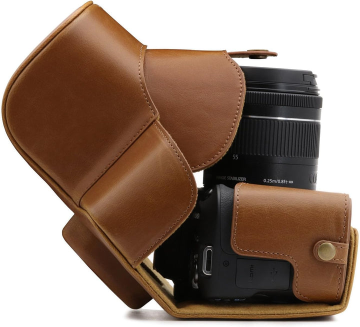 MegaGear Canon EOS Rebel SL2, EOS 200D, Kiss X9 18-55mm Objektiv Ever Ready Leder Kamera-Case mit Tr