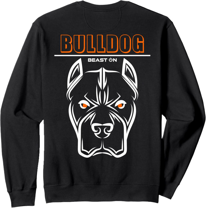 Bulldog Head Print auf der Rückseite orange Fitnessstudio Fitness Workout Sweatshirt