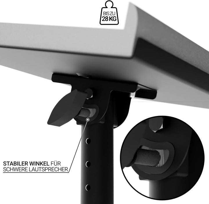 Stabiler Lautsprecher Boxen Ständer mit Tisch Halterung Set inkl. Schaumstoff Absorber - Robust und