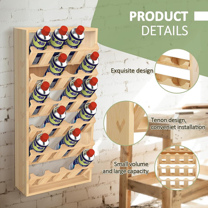 Nisorpa 24 Dosen Spray Paint Storage Rack Wooden Spray Paint Holder Wall Mount Lube Can Storage Rack