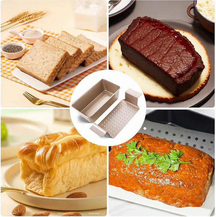 Generisch Brotbackform, Kastenform Brot, 2-in-1 Fleischpastetenform mit Ablaufrost, Backform Rechtec