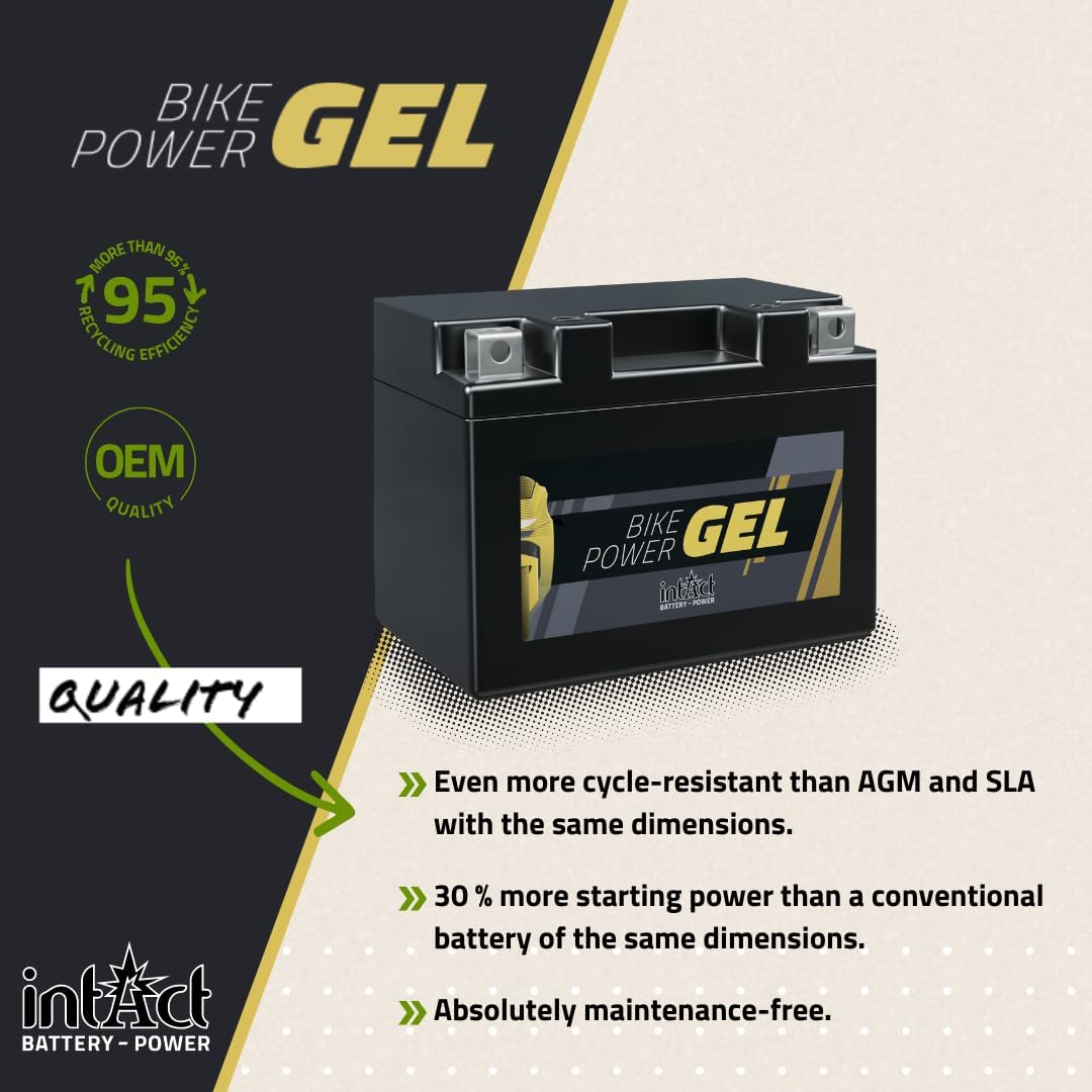 intAct Bike-Power GEL12-6-B, CB16-B, 51912, 12V 19Ah, 280 A (EN) Motorradbatterie Wartungsfreie Gel