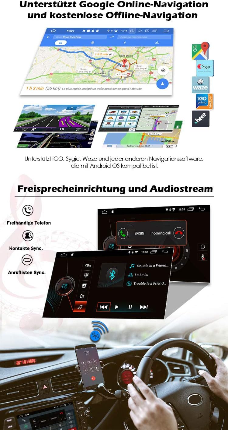 Erisin Android 10 Autoradio für VW Radio mit Navi 9 Zoll Touchscreen Android 10.0 CarPlay DSP BT A2D