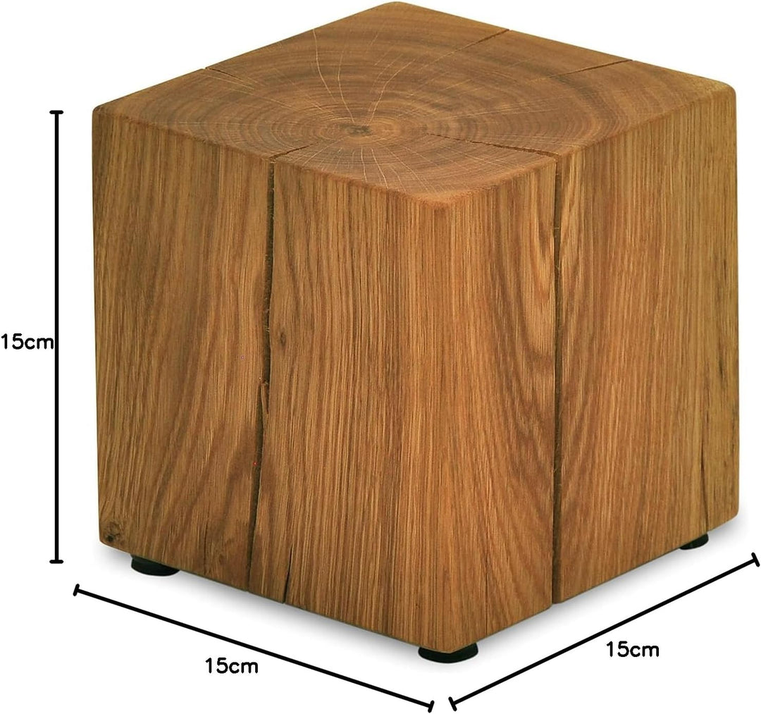 ms factory Holzblock Eiche Massiv - Handgefertigter Holzklotz - Rustikale Holzsäule - Beistelltisch