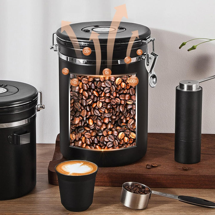ZONJIE Kaffeekanister Luftdicht 2,8L Kaffeebohnen Behälter aus Edelstahl, 1 kg Bohnen Vakuum-Kaffeed