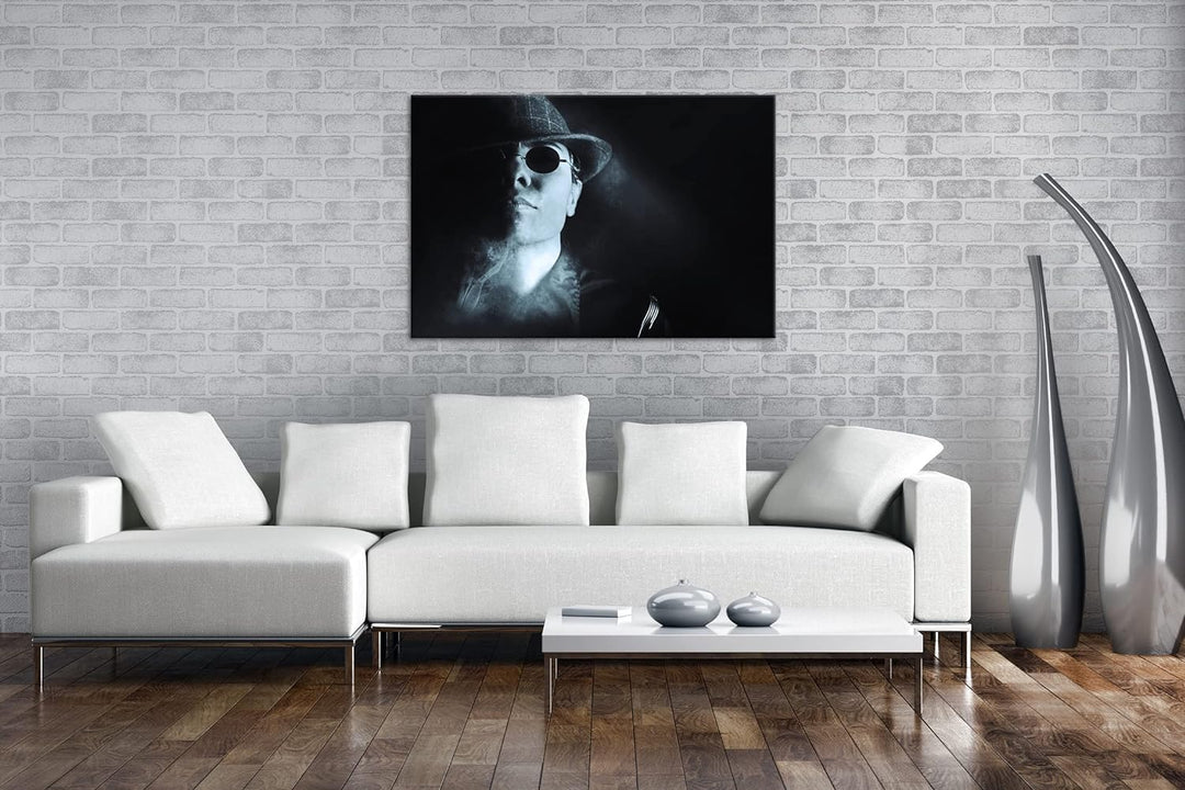 deyoli Gangster mit retro Brille Format: 80x60 als Leinwand, Motiv fertig gerahmt auf Echtholzrahmen