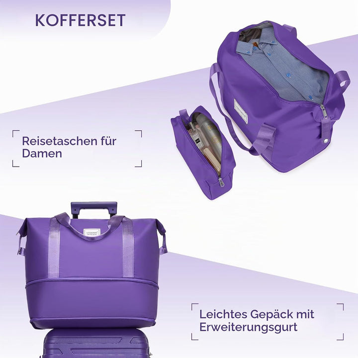 LARVENDER Kofferset 6 Teilig Hartschale Leicht ABS Erweiterbar Reisekoffer Haltbar Handgepäck Sets 4