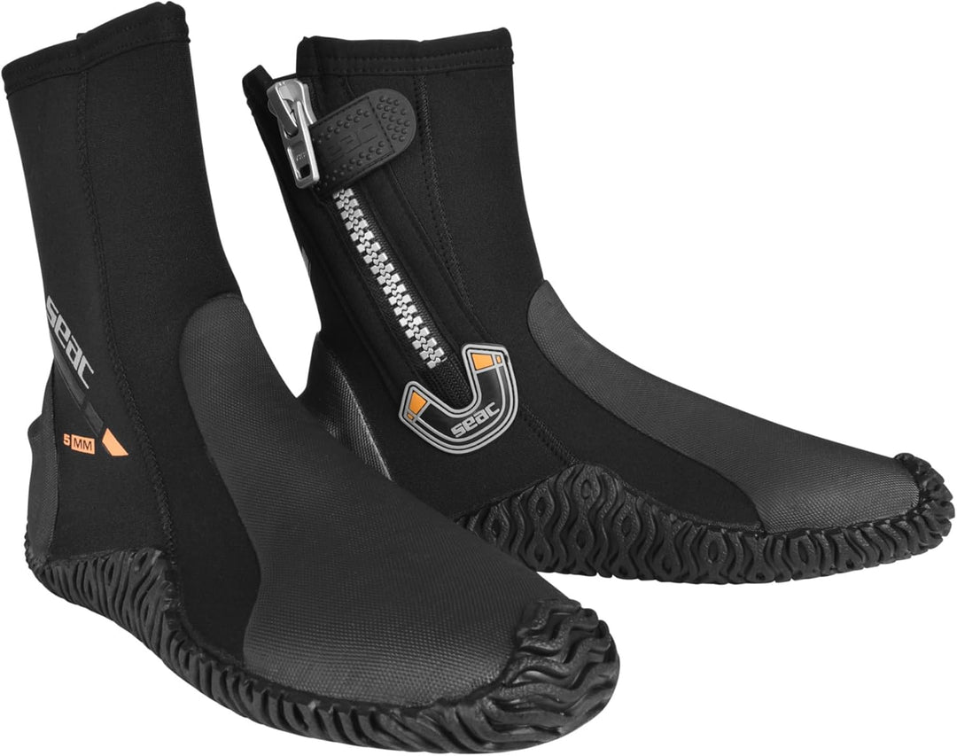 Seac Basic HD, Füssling aus 5 mm Neopren und fester Laufsohle, Taucherschuhe für Geräteflosse XS, XS
