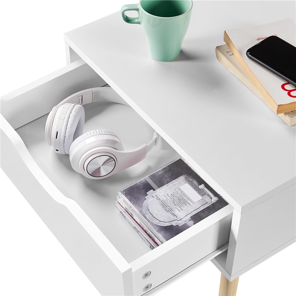 Yaheetech 2er Set Nachttische Nachtkommode mit Schublade und Holzbeinen Boxspringbett Nachtschrank M