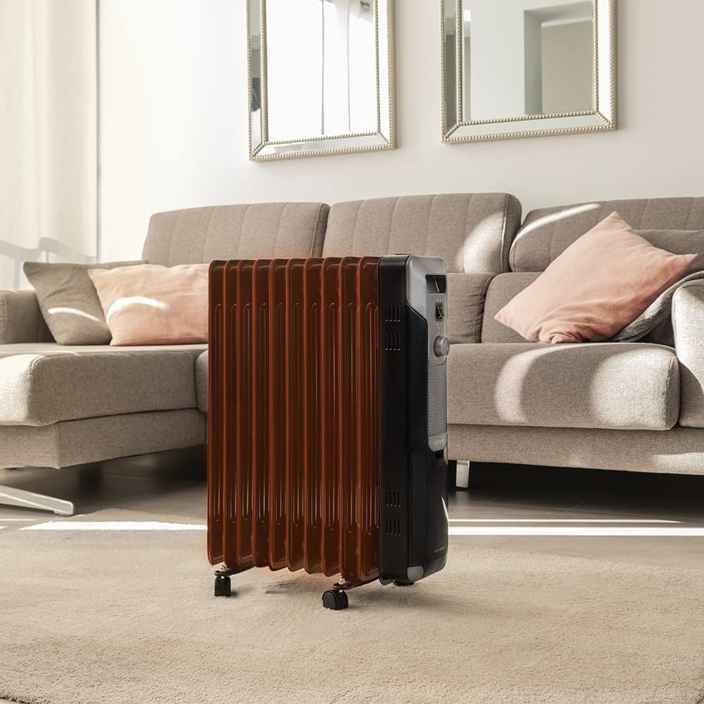 Cecotec Öl- Radiator ReadyWarm 11000 Space Black. 2500 W, 11 Modulen, 3 Leistungsstufen, Kabelaufbew