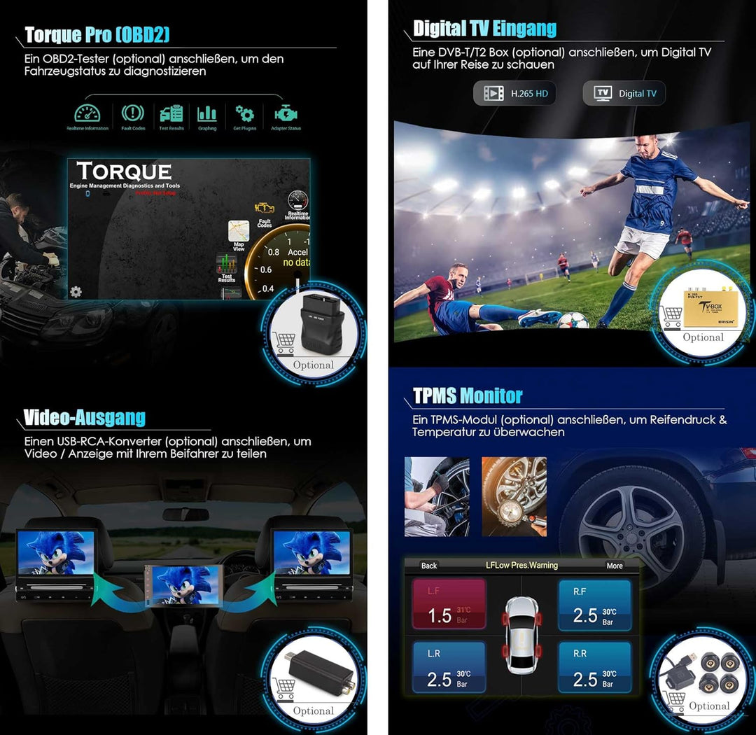 Erisin Android 14 8 Zoll 8-Kern 4GB+64GB DVD Autoradio Mit GPS Navi für VW Golf 5 Golf 6 T5 Touran P