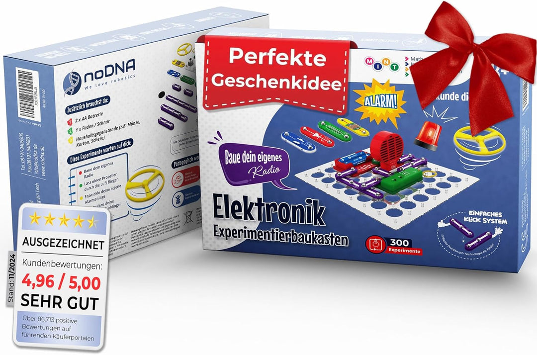noDNA Elektronik Baukasten Kinder Elektro Experimentierkasten ab 8 Jahre - 300 Experimente für Kinde