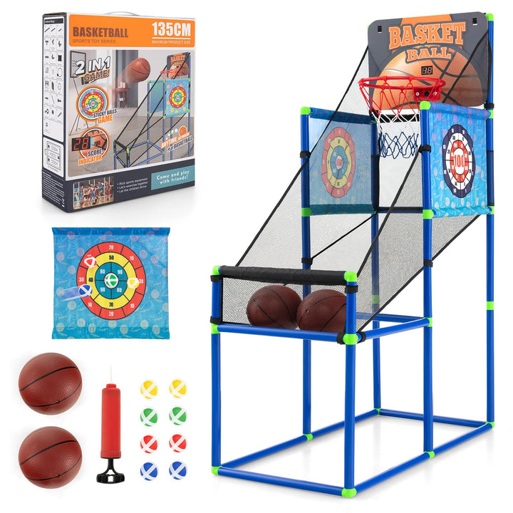 COSTWAY Arcade Basketball Spielset, Basketballständer mit Anzeigetafel & Soundeffekt, Basketballkorb