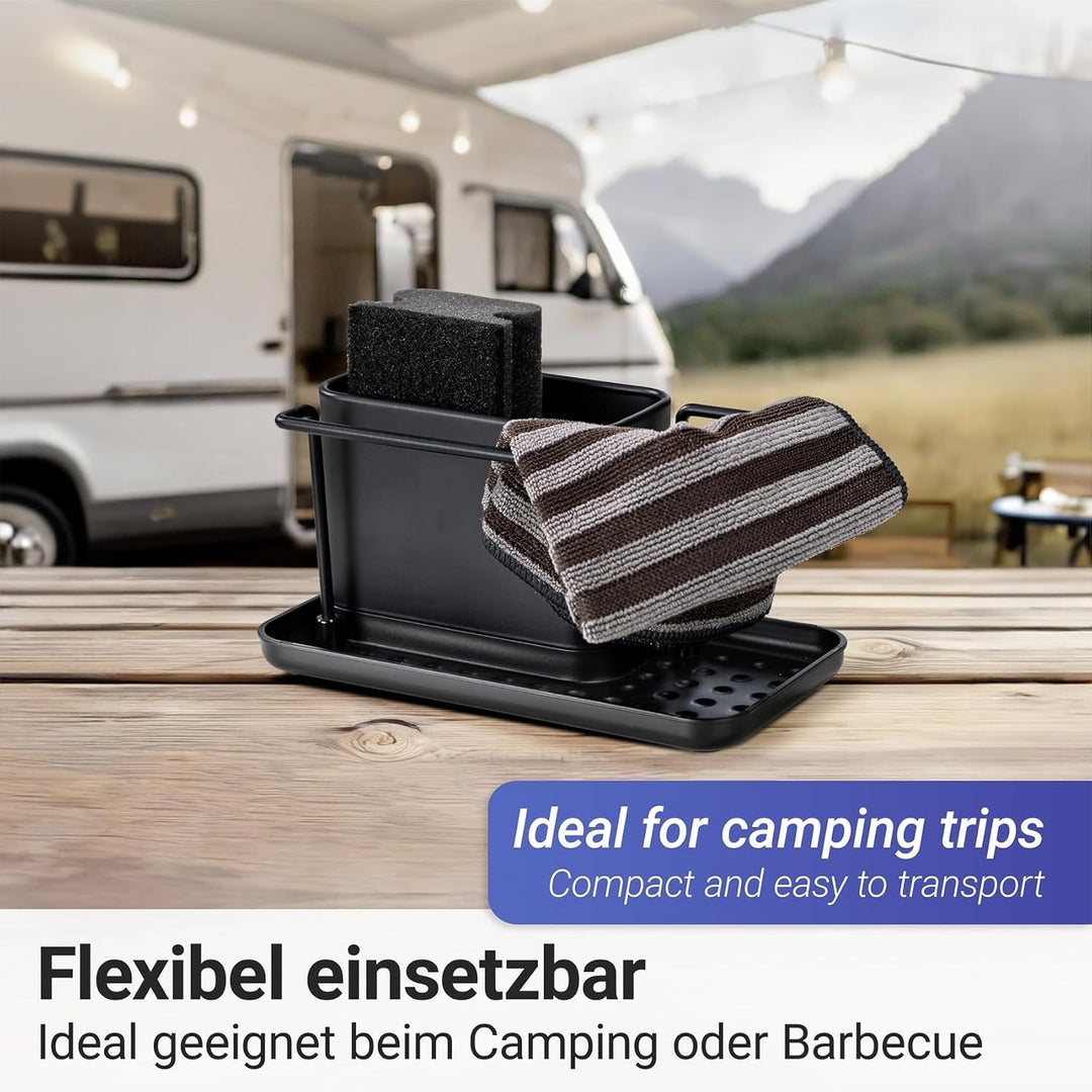 WENKO Spülorganizer Mod. Orio, Spülcaddy mit Behälter aus rostfreiem Edelstahl abnehmbar, stabile Bo
