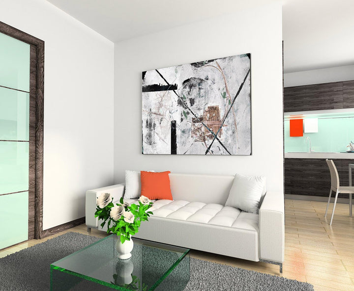 Paul Sinus Art 80x60cm Fotoleinwand Leinwanddruck Kunstdruck Wandbild weiss grau schwarz braun Stric