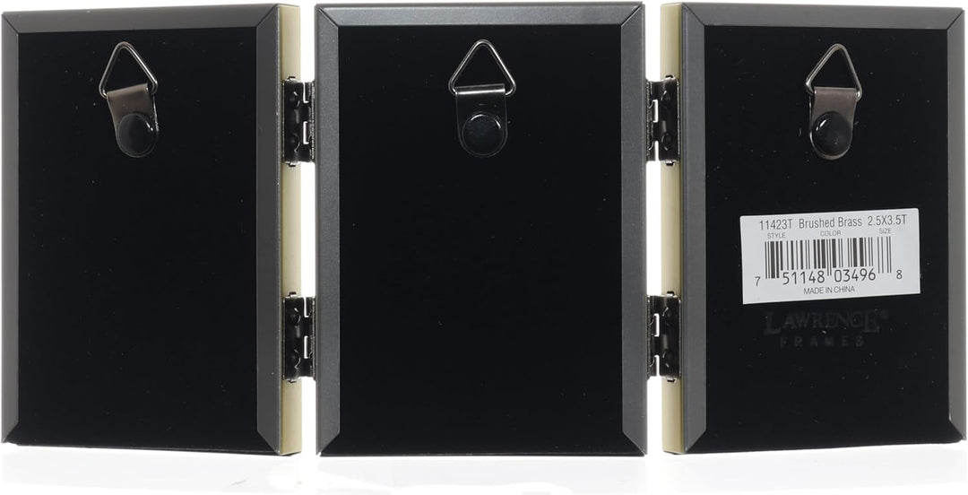 Lawrence Frames Bilderrahmen mit Scharnier, Antik-Gold, Messing, 5 x 7,6 cm, Perlenkante Goldfarben