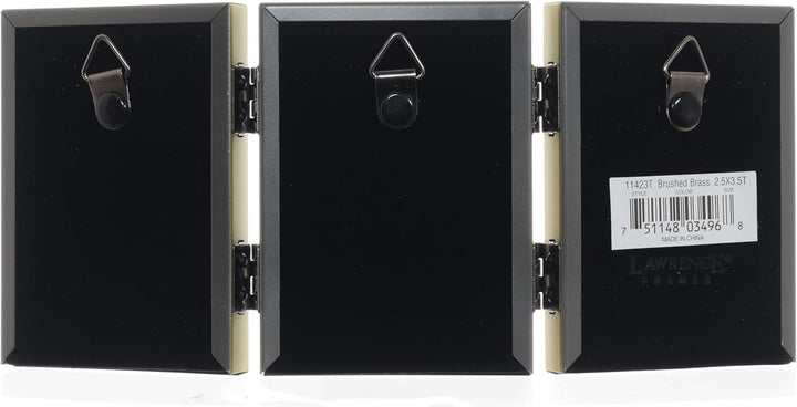 Lawrence Frames Bilderrahmen mit Scharnier, Antik-Gold, Messing, 5 x 7,6 cm, Perlenkante Goldfarben