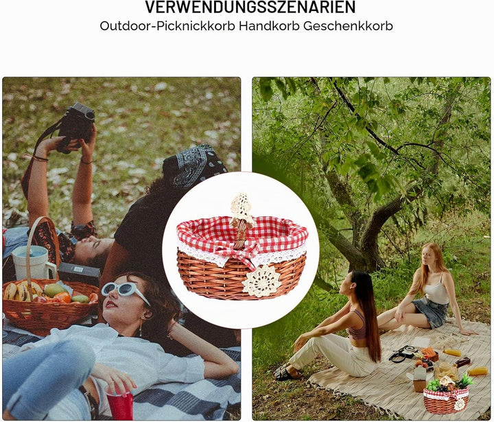 Generic Picknickkorb für Kinder, geflochten, Weidenkorb, Geschenkkorb, Osterkorb mit Griffen, Korb f