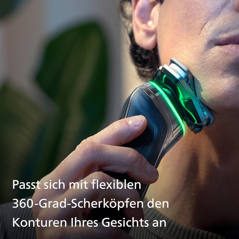Philips Shaver Series 9000 – Elektrischer Nass-und Trockenrasierer für Männer in Blau mit Lift and C