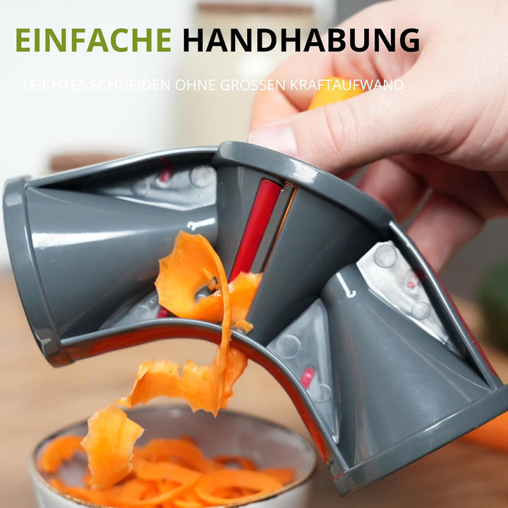 Westmark Gemüse-Spiralschneider Hand, mit 3 Schneidkegeln und Restehalter, Rostfreier Edelstahl/Kuns
