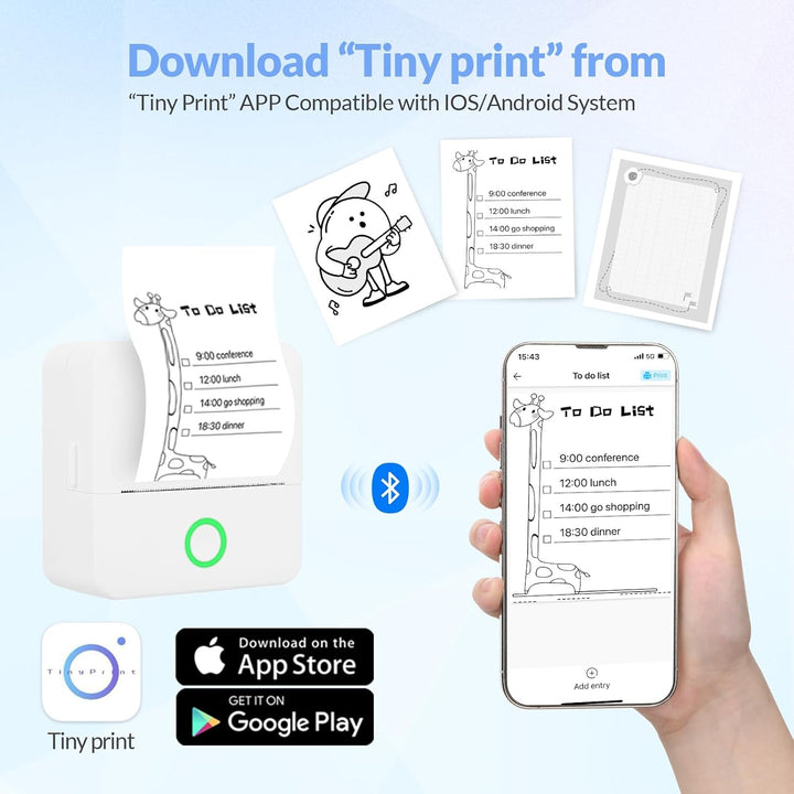 Mini Drucker tragbarer Mini Printer, Mini Fotodrucker Wireless Taschendrucker Thermodrucker Smartpho