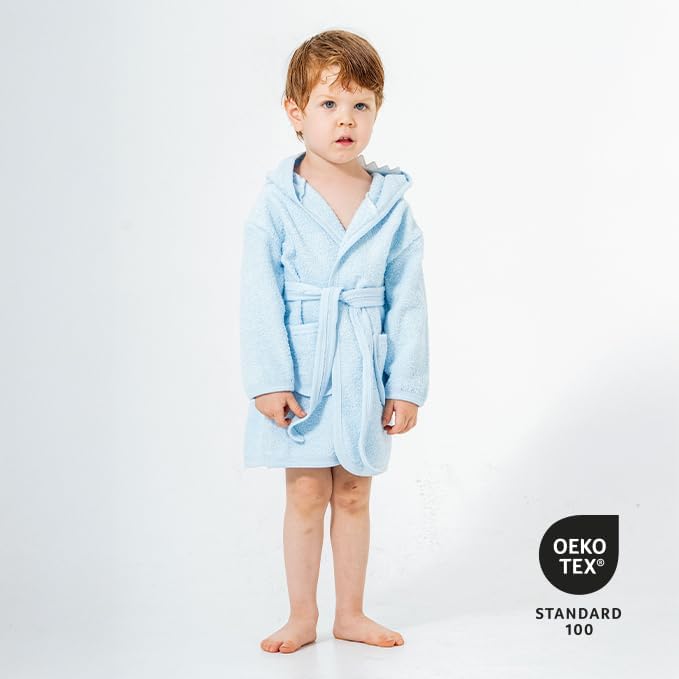 Baby Bademantel mit süssem Giraffenmotiv – Kapuzenbademantel aus 100% Baumwolle – Weich, saugfähig &