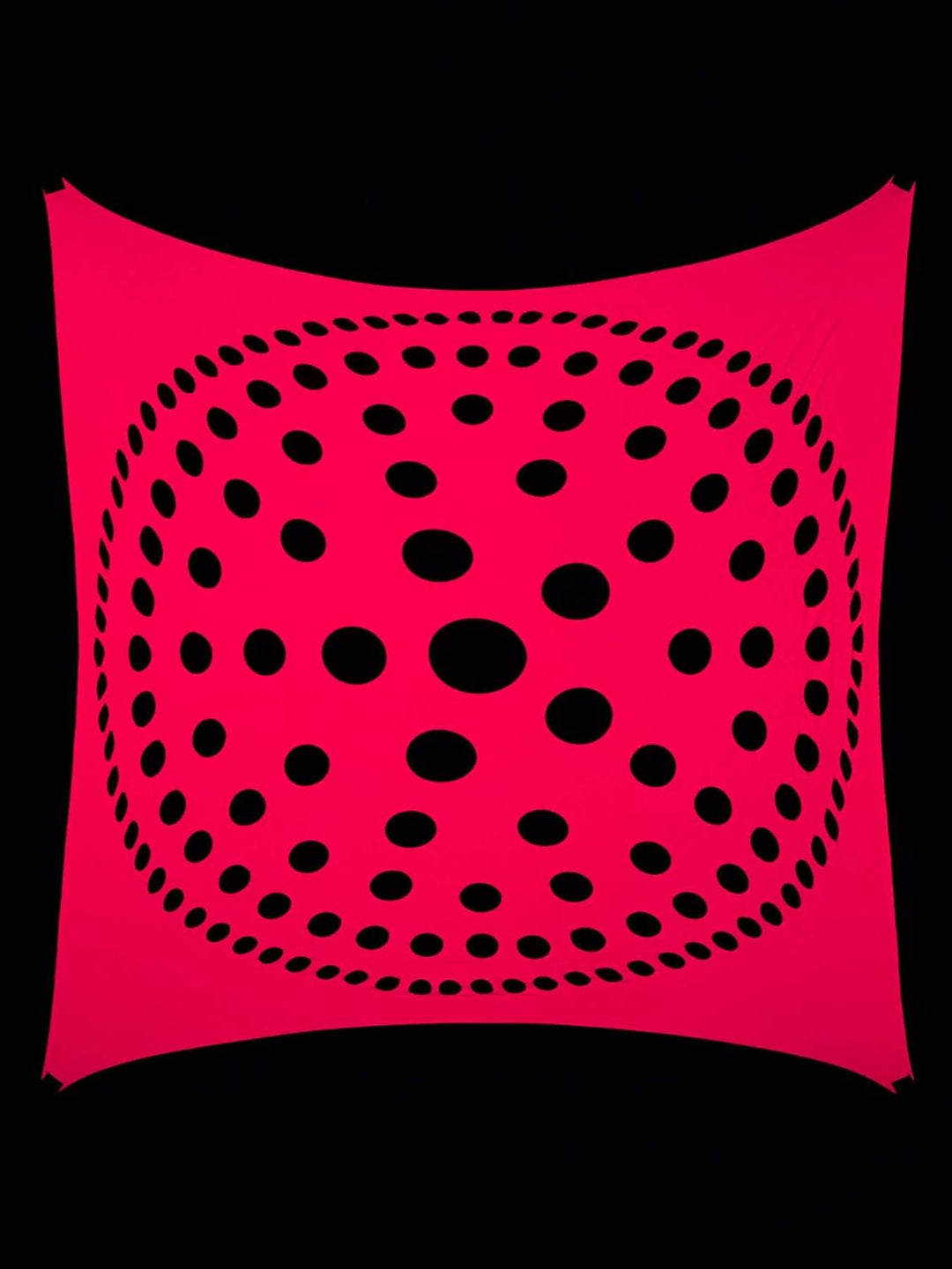 PSYWORK Schwarzlicht Segel Spandex | Mandala Dots | Fuchsia | 3 x 3m | UV-aktiv | Leuchtend | Wandtu