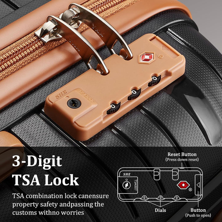 Joyway Kofferset 3 Teilig von PP Hartschalen Trolley Kofferset mit TSA Schloss und 4 Rollen Der Hand