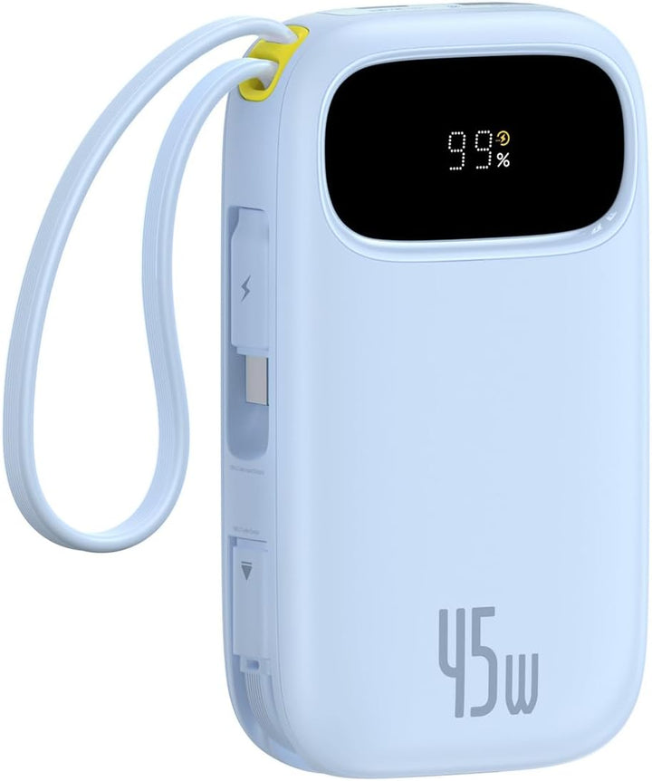 Baseus Powerbank 20000mAh 45W mit integriertem USB-C Kabel, QPow3 Power Bank PD3.0 QC4.0 Externe Han
