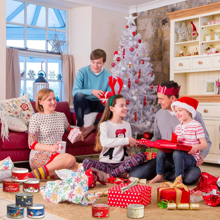 8 Stück Mini Weihnachtskeksdosen, Weihnachten Blechdose mit Deckel, Geschenkverpackung Weihnachten,