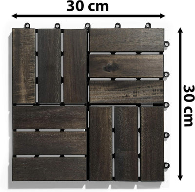 Gartenfreude Holz-Fliesen, Bodenfliesen, 10 Stück (0,9 m²), Akazienholz, 30 x 30 cm, wetterfest, lei