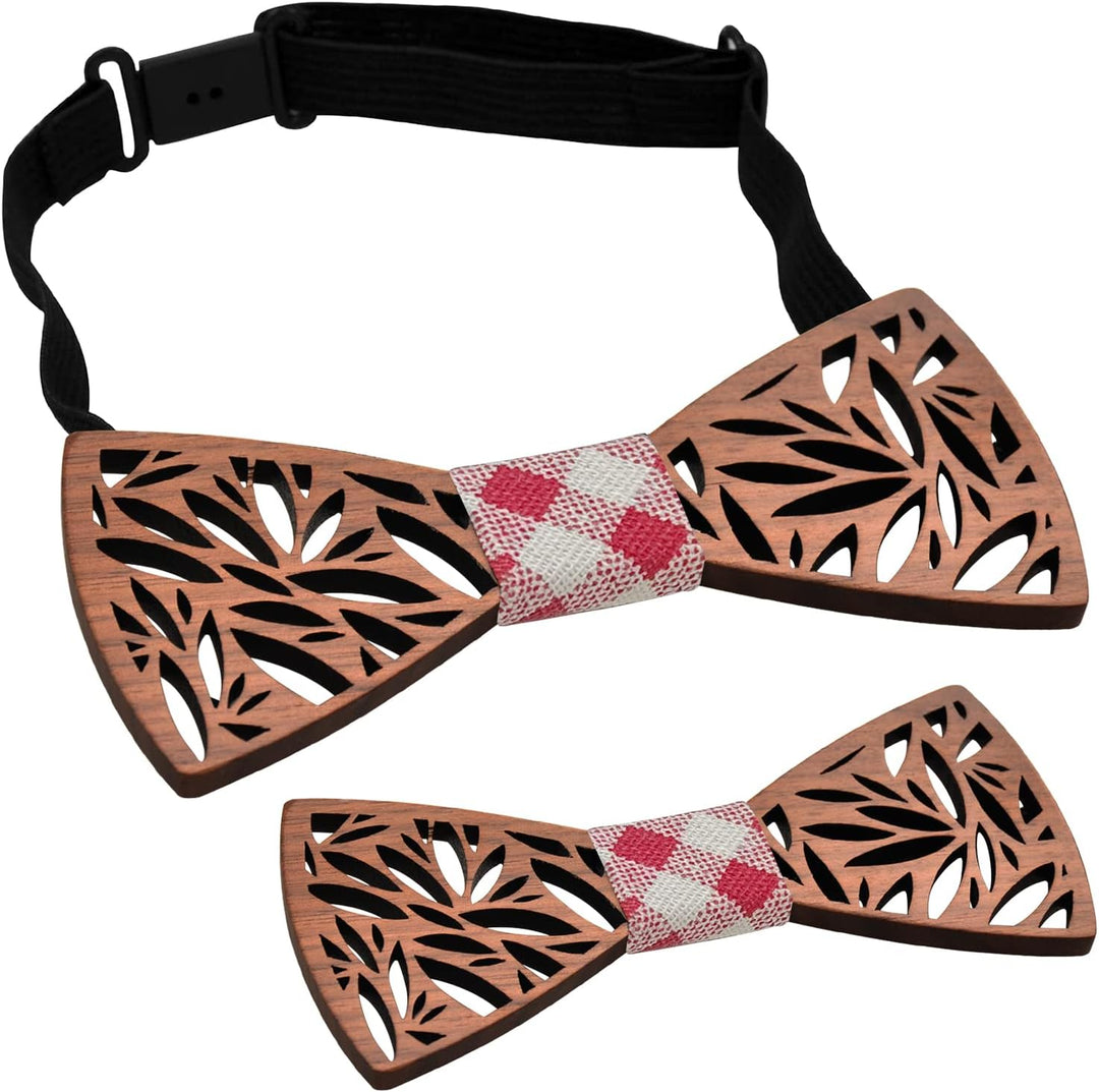 Mr.Van Klassische Holzfliege Set für Herren Jungen 2PCS, Kinderfliege Verstellbar Fliege für Hochzei