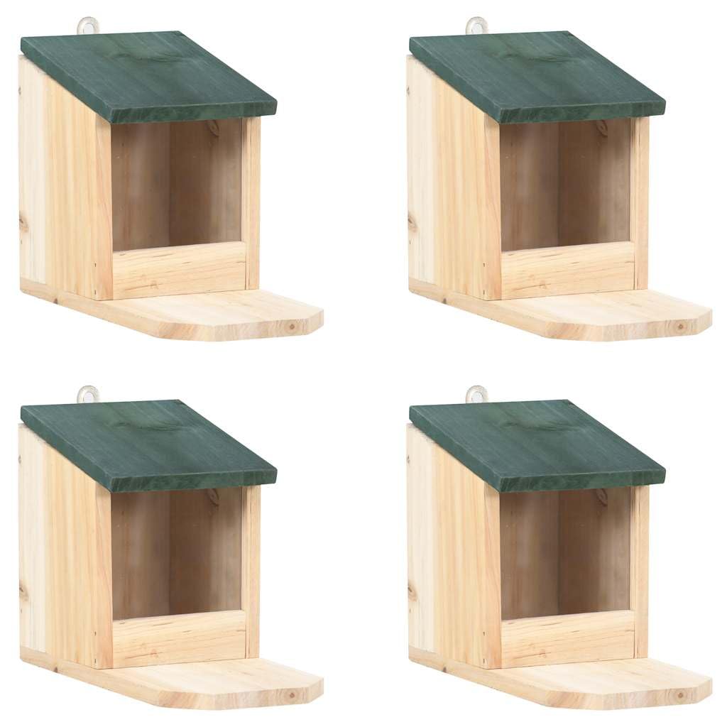 Eichhörnchen Futterhäuser 4er Set aus Tannenholz mit Klappdach und PVC-Schutz, stabile Nagerbehausun