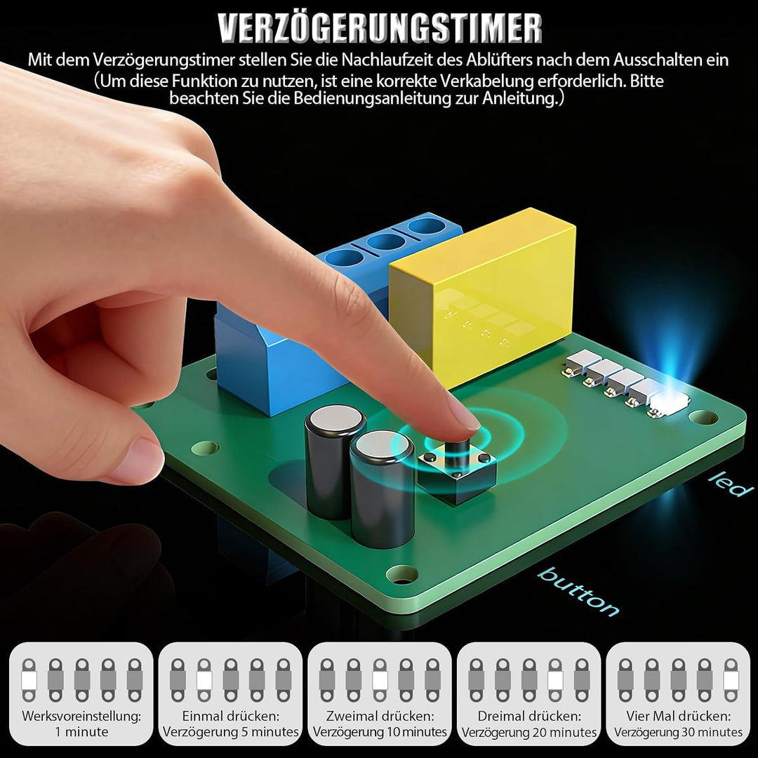 100mm Badlüfter mit Nachlauf &amp; Rücklaufklappe Wandventilator Decken/Wand | 12W, 95m³/h, 34db, IPX4,