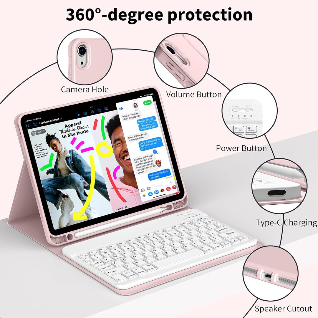 JKSML Hülle mit Tastatur für iPad (A16) 11./10.Generation 2025/2022 (11/10.9 Zoll) mit Stifthalter,