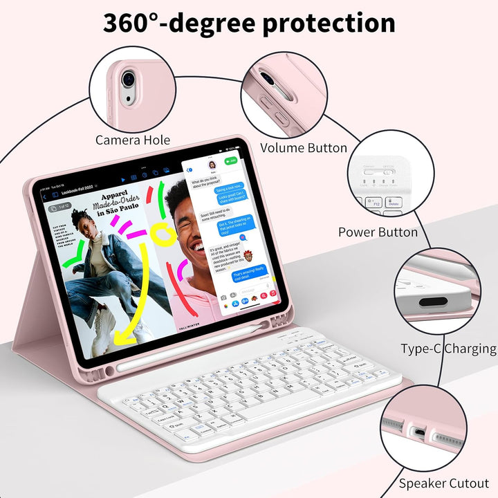 JKSML Hülle mit Tastatur für iPad (A16) 11./10.Generation 2025/2022 (11/10.9 Zoll) mit Stifthalter,